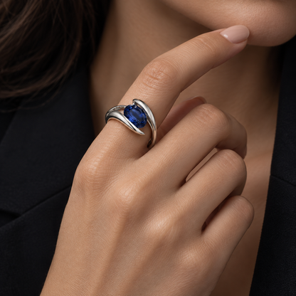 Tidal Orbit jewelry worn on model